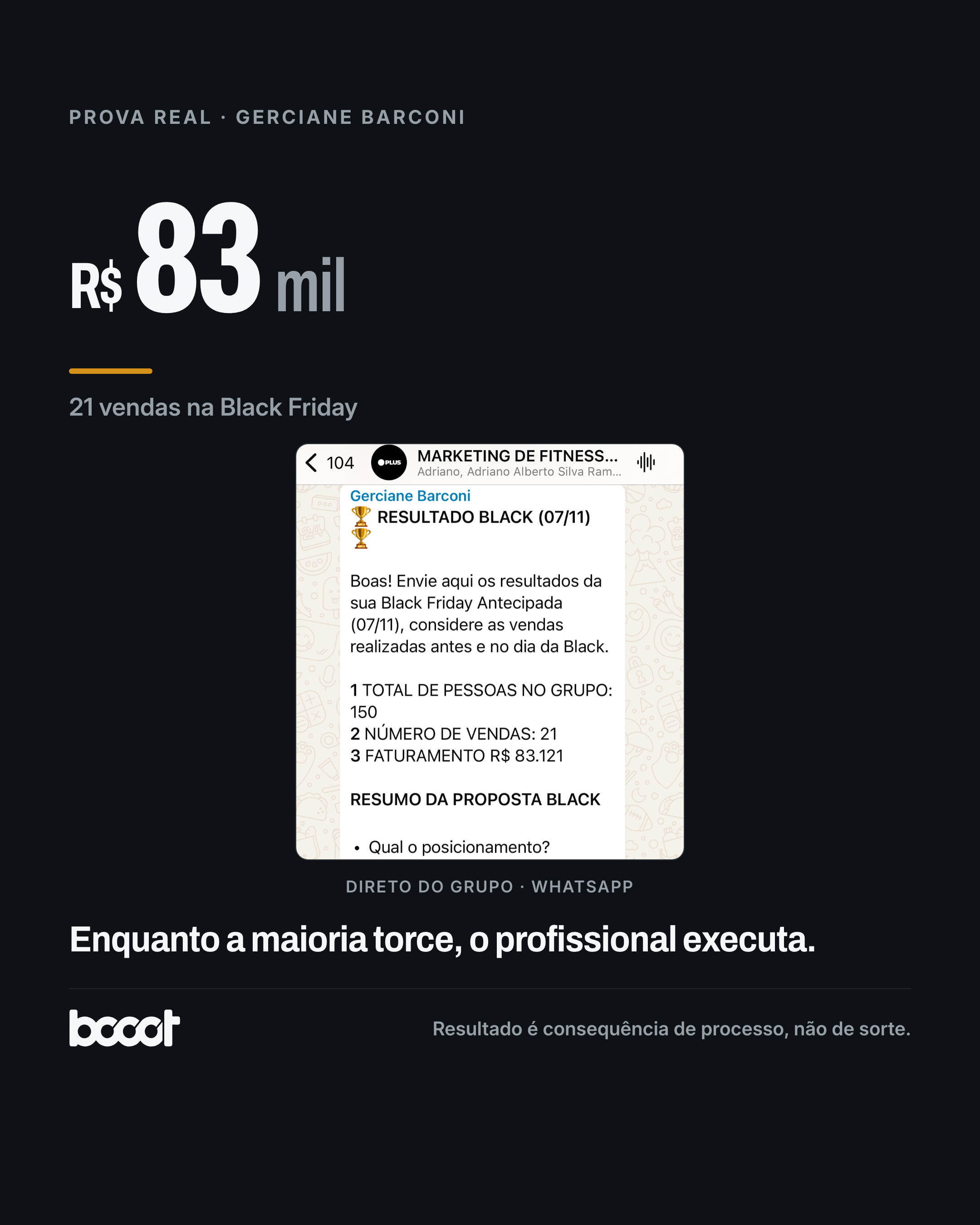 Gerciane Barconi · R$83 mil na Black Friday · print real do grupo